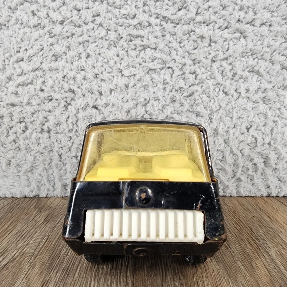 Vintage Tonka Black Pressed Steel Pickup Truck White Bed Yellow Window USA 4.25
